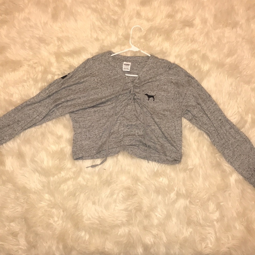 PINK LONG SLEEVE CROP TOP